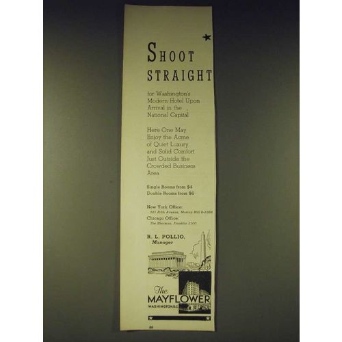 1936 Mayflower Hotel Ad - Shoot Straight