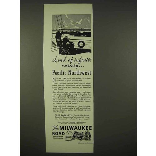 1936 Milwaukee Road Railroad Ad - Pacific Northwest