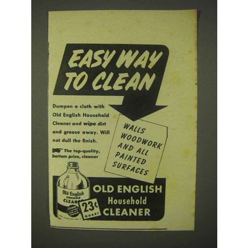1943 Old English Household Cleaner Ad - Easy To Clean