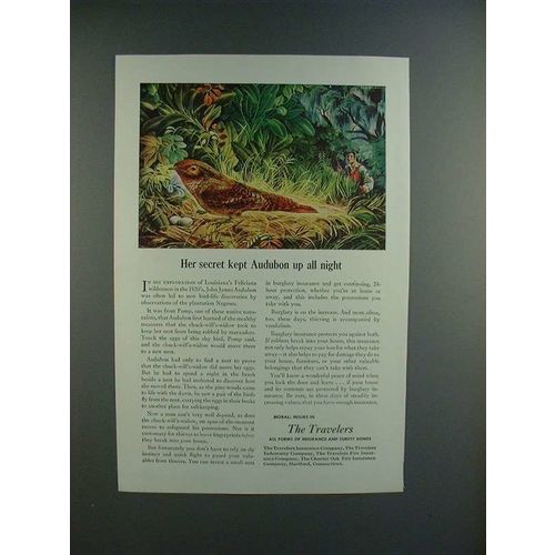 1946 Travelers Insurance Ad w/ Chuck-Will's-Widow