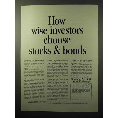 1964 Members New York Stock Exchange Ad - Investors