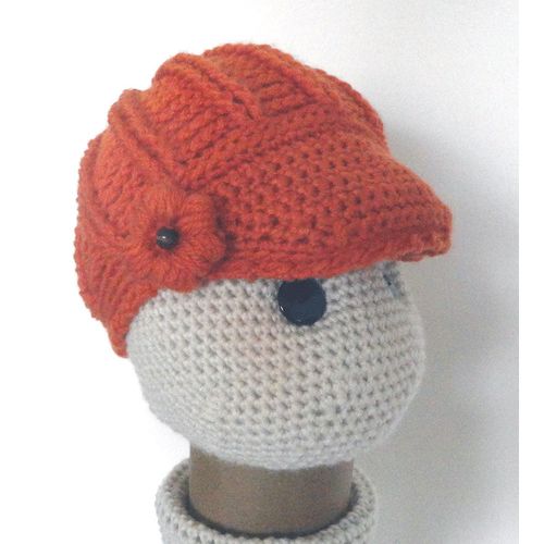 Hat #H05 child unisex crochet ribbed visor cap 3 - 5 years