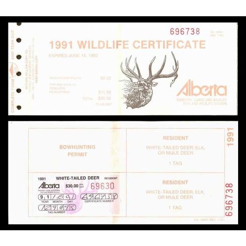 Canada Alberta Hunting Licence Revenue 1991 USED BOOK