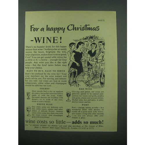 1954 The Friends of Wine Ad - For a happy Christmas - Wine!