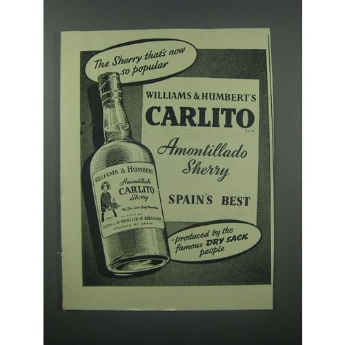 1954 Williams & Humbert's Carlito Amontillado Sherry Ad