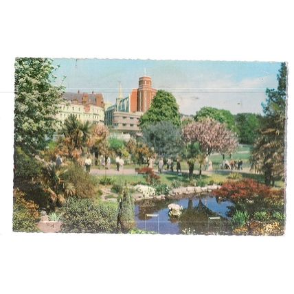 THE PLEASURE GARDENS, BOURNEMOUTH vintage used postcard by Sunray 1968 pm =