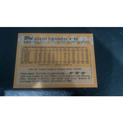 1988 Topps Card # 683 Julio Franco Very Good-Excellent (4) Cleveland Indians