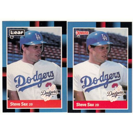 Both 1988 Donruss & Leaf Steve Sax baseball cards #185, #176