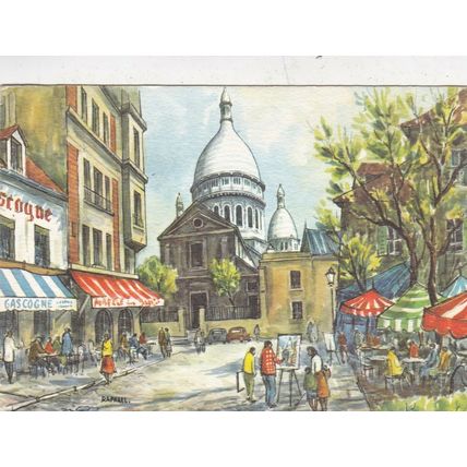 Raphael Paris Montmartre Place du Tertre Postcard posted 1964 VGC