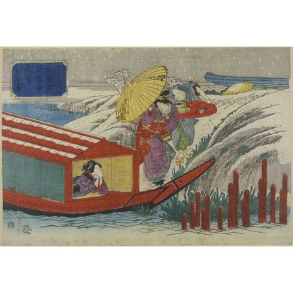 Utagawa Kuminao Mimeguri Shrine In Snow Japanese Painting Postcard