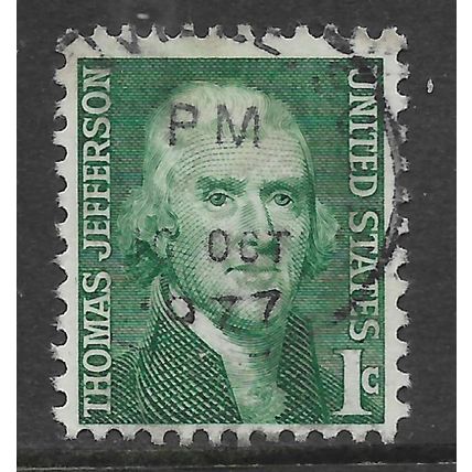 USA 1968 1c GREEN THOMAS JEFFERSON SG1259 FINE USED#