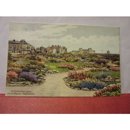 SUNKEN GARDENS, SOUTHSEA, Hampshire used vintage postcard by J. Salmon 1955 pm =
