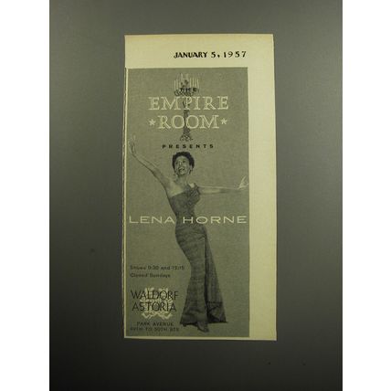 1957 Waldorf Astoria Hotel Advertisement - Empire Room presents Lena Horne