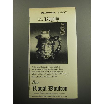 1957 Royal Doulton Rip Van Winkle Character Jug Ad - Give Royally