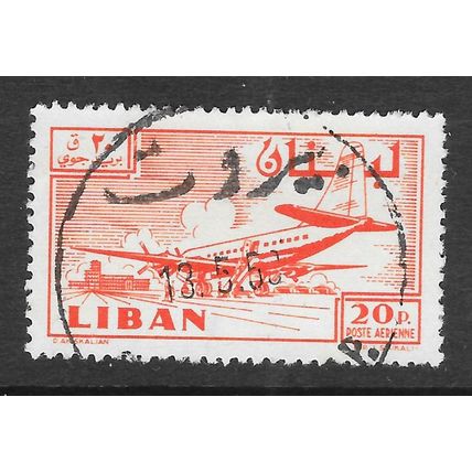 LEBANON 1959 AIR MAIL DOUGLAS DC 6B KHALDE AIRPORT USED 20P
