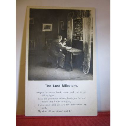 THE LAST MILESTONE used antique postcard by Bamforth 70 years old #
