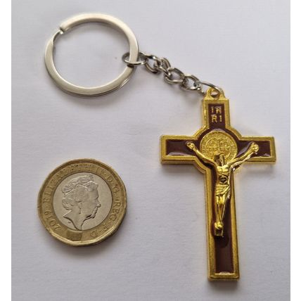New Metal CRUCIFIX Keyring Key Chain CHRISTIAN CATHOLIC JESUS ON THE CROSS