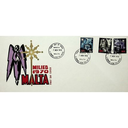 19707 Milied 1970 Malta, Mosta Postmark, Malta FDC