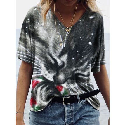 3D Printing Personality Printing Loose Women's T Shirt Top