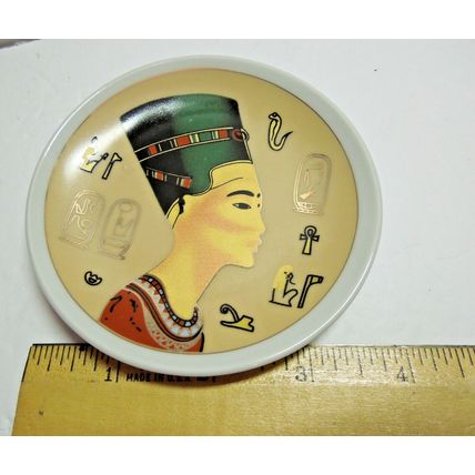 Small Faithi Mahmoud Nerfertiti 4" Plate With Gold Accents Made In Egypt ITC