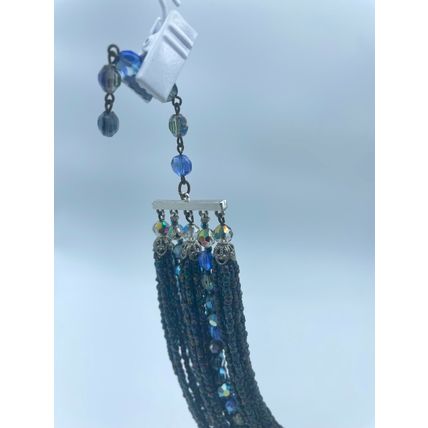 Blue Beaded Necklace-Elegant VTG Hook