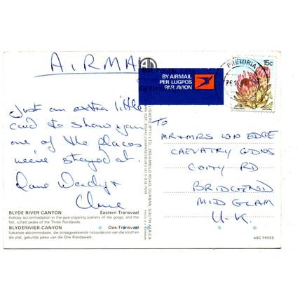 Blyde River Centre, East Transvall - Postally Used - 1981 Postmark