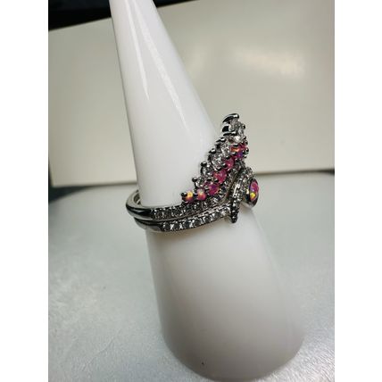 Bomb Party Sz7 Revealed BP Ring Jewelry RBP Pink Fire Opal 2Pc Rhodium P Bnd Set