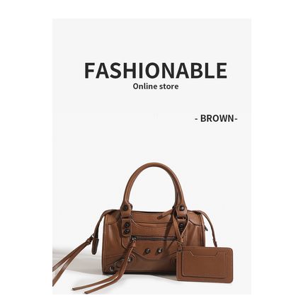 Women Vegan Leather Shoulder Tote Purse with Small Crossbody Bag Brown