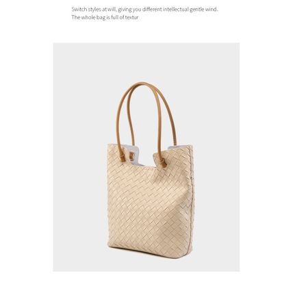 Women's Woven Bag Large Capacity Cowhide Handbag White