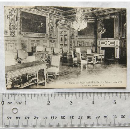 vintage postcard Fontainebleau Palace, Louis XIII Saloon