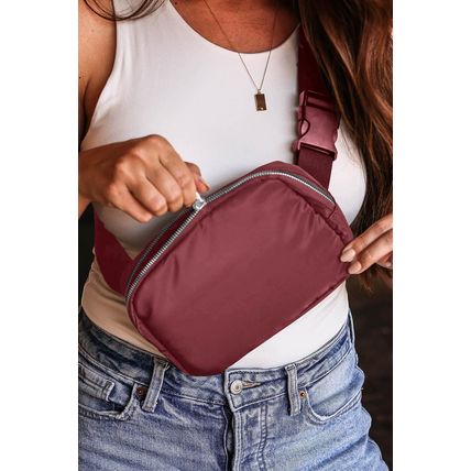 Red Waterproof Zipped Crossbody Chest Bag 20*5*14cm