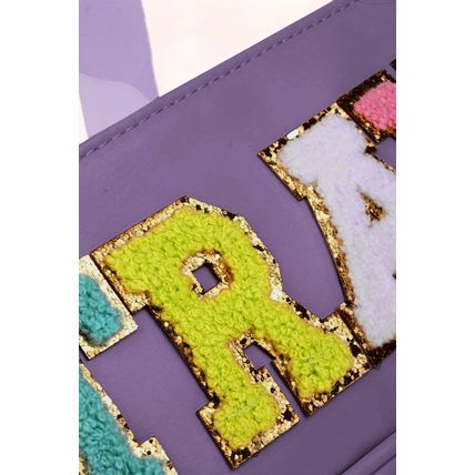 Purple TRAVEL Chenille Letter Clear PVC Makeup Bag