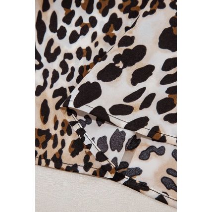Multicolour Leopard Tie Front Puff Sleeve Short Flared Dress