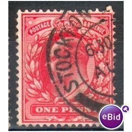 GB stamps 1902-10 KEV11 - 1d SG219 Stockton On Tees 25