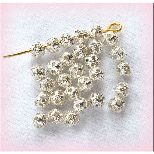 25No Silver Plated Filigree Bead Spacer 3mm Craft Jewellery Making Findings 2049