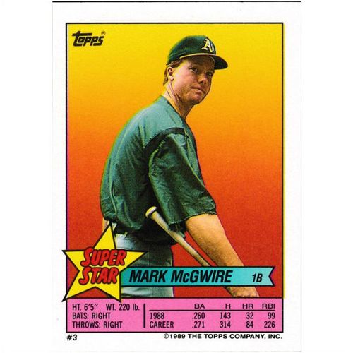 1989 Topps Yearbook Stickers - #3 - Mark McGwire Stickercard