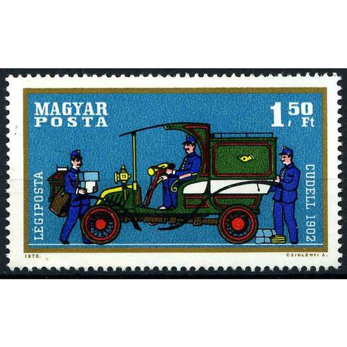 Hungary / Magyar 1970 Old Motor Cars - Cudell 1902 - Post Van Mail Delivery MNH