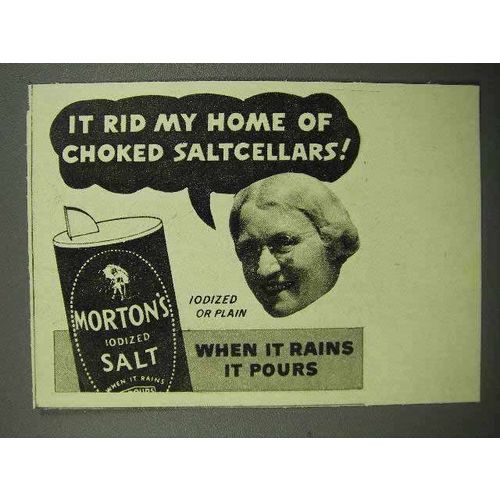 1938 Morton's Iodized Salt Ad - Rid Choked Saltcellars