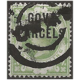 1890 O68 1/- Dull Green Government Parcels Official Fine Used. .