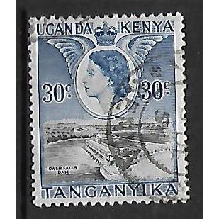 KENYA UGANDA TANGANYIKA 1954 OWEN FALLS DAM 30c BLACK & BLUE SG 171 FINE USED#2