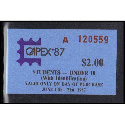 Ticket Students-Under 18 Admission CAPEX '87 Box0125