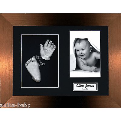 New Baby Casting Kit Girl Boy Gift Silver Hand & Feet Brushed Bronze 3D Frame