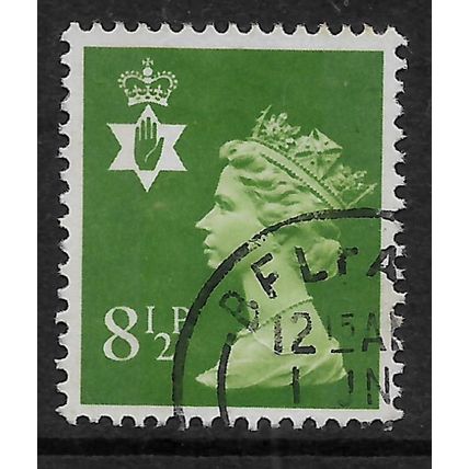 GREAT BRITAIN REGIONALS 1976 N IRELANDS 8 1/2p YELLOW GREEN SG NI 25 FINE USED#3