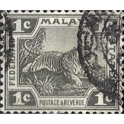 MALAYA, Tiger, grey 1923, 1c