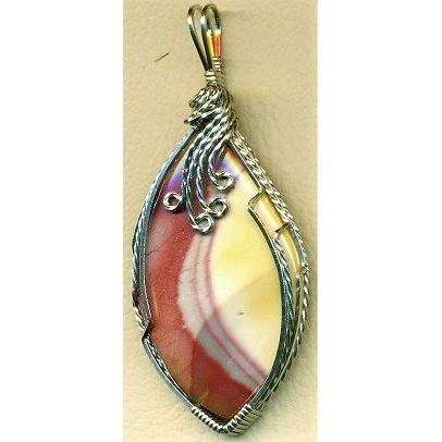 Mookaite Jasper Nickel Silver Wire Wrap Gemstone Pendant 5