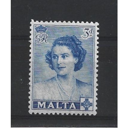 Malta.SG256 3d Queen Elizabeth when Princess (Blue).Mounted Mint.Apr25a