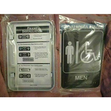Business Sign Language Mens Handicap Restroom Sign with Professional Mounting Fr
