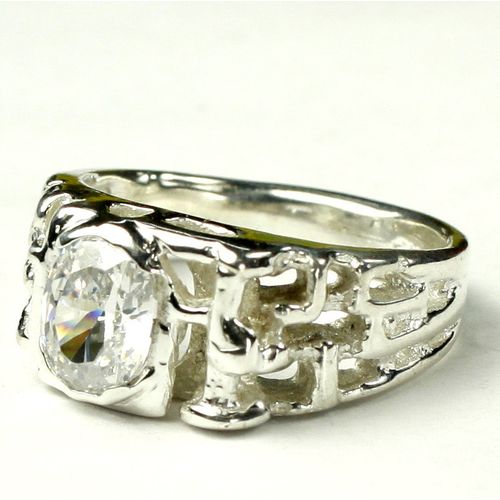 Cubic Zirconia (CZ), 925 Sterling Silver Men's Ring, SR197