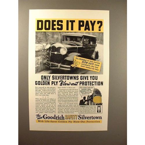 1936 Goodrich Safety Silvertown Tire Ad - Does it Pay?