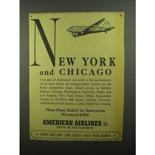 1942 American Airlines Ad - Chicago